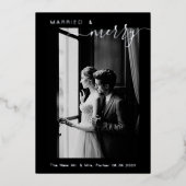 Modern Eerste Kerstmis van Getrouwde & Gelukkige K Folie Feestdagenkaart (Voorkant)