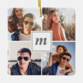 Modern Eerste Kerstmis Verloofd Paar Foto Keramisch Ornament (Voorkant)