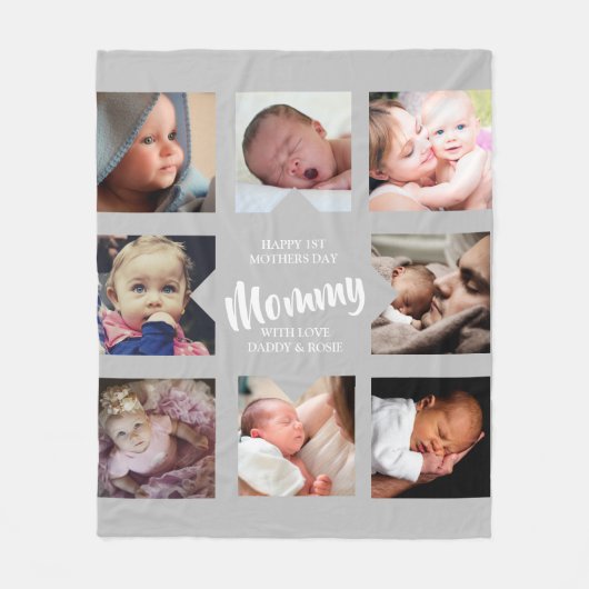 Modern | Eerste Moederdag | Foto Collage Fleece (Voorkant)