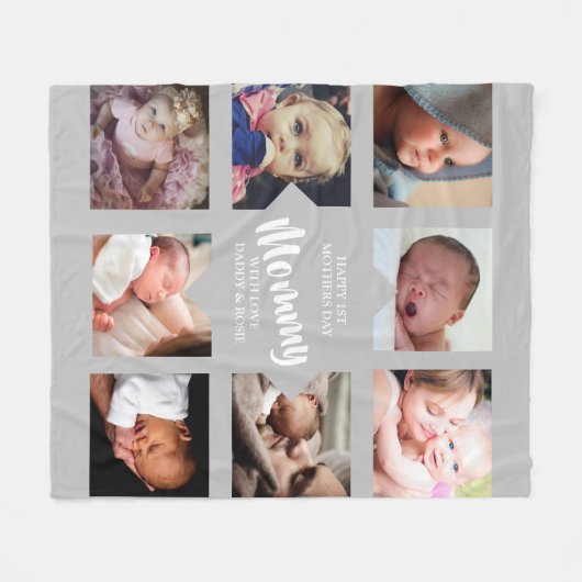 Modern | Eerste Moederdag | Foto Collage Fleece (Voorkant (Horizontaal))
