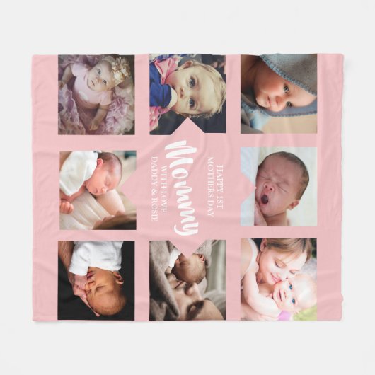 Modern | Eerste Moederdag | Fotocollage Fleece Deken (Voorkant (Horizontaal))