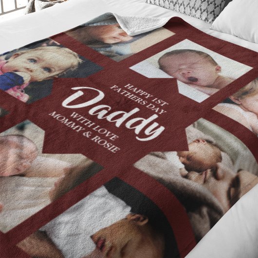 Modern | Eerste Vaderdag | Foto Collage Fleece Deken