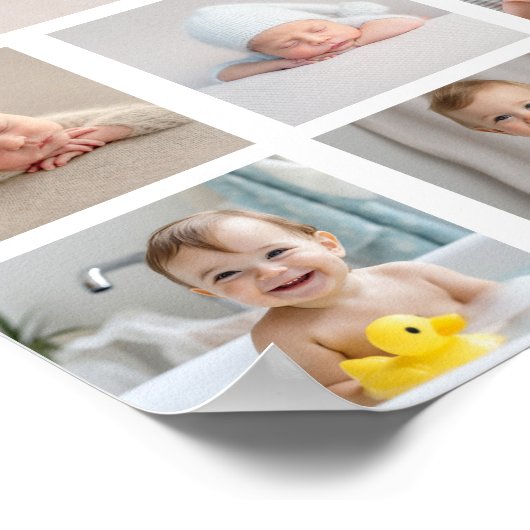 Modern Eerste Verjaardagsfoto Milestone Poster (Hoek)