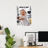 Modern Eerste Verjaardagsfoto Milestone Poster (Thuiskantoor)