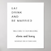 Modern Eet drink en getrouwd trouwwelkom Poster (Voorkant)
