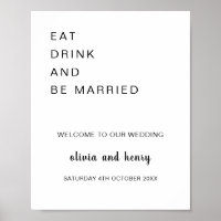 Modern Eet drink en getrouwd trouwwelkom