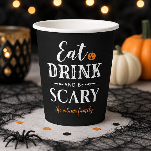 Modern eet, drink en wees eng zwarte Halloween Papieren Bekers