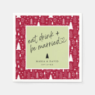 Modern Eet, Drink en Wees Getrouwd Kerstpatroon Servet