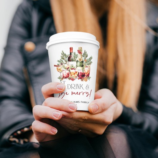 Modern Eet Drink en Wees vrolijk kerstvakantie Papieren Bekers
