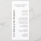 Modern Eet Drink & Wordt Getrouwd Trouwdag Menu (Voorkant)