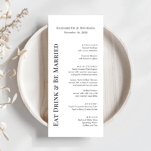 Modern Eet Drink & Wordt Getrouwd Trouwdag Menu