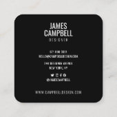 Modern effen zwart wit terrazzo marmeren patroon vierkante visitekaartje (Achterkant)