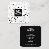 Modern effen zwart wit terrazzo marmeren patroon vierkante visitekaartje (Voorkant / Achterkant)