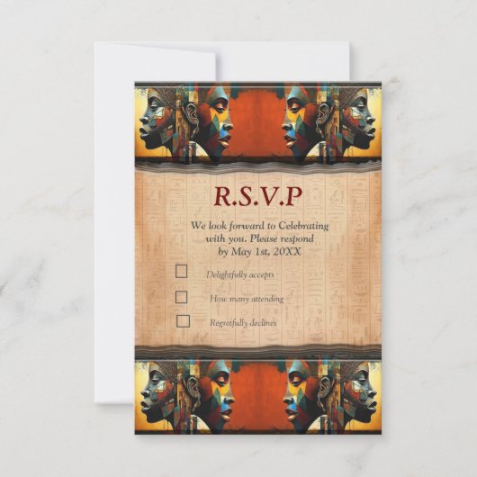 Modern Egyptisch, Islamitisch, Arabisch & Afrikaan RSVP Kaartje (Voorkant)