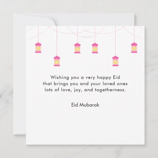 Modern Eid Mubarak Arabisch Roze Kaart (Achterkant)