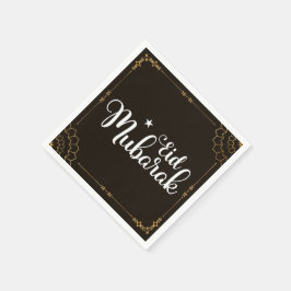 Modern Eid Mubarak Black Gold Eid Napkins Servet