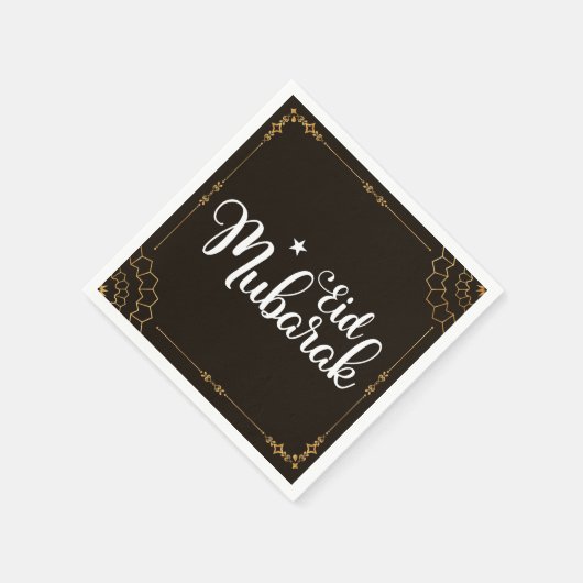 Modern Eid Mubarak Black Gold Eid Napkins Servet (Hoek)