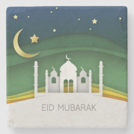 Modern Eid Mubarak papier gesneden moskee stenen O Stenen Onderzetter