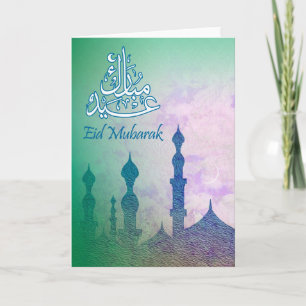 Modern Eid Mubarak Wenskaart Feestdagen Kaart
