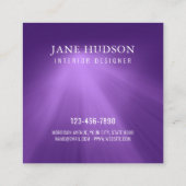 Modern eigentijds elegant ontwerp paars effen luxe vierkante visitekaartje (Achterkant)