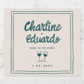 Modern eigentijds handschrift retro bruiloft sparkling wijnetiket (Enkel label)