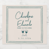 Modern eigentijds handschrift retro bruiloft sparkling wijnetiket (Enkel label)