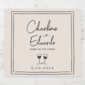 Modern eigentijds handschrift retro bruiloft sparkling wijnetiket (Enkel label)