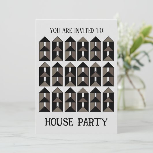 Modern eigentijds huis feest kaart (Staand voorkant)