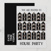 Modern eigentijds huis feest kaart (Voorkant / Achterkant)