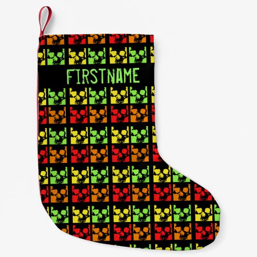 Modern eigentijds schedelpatroon kleine kerstsok (Voorkant)