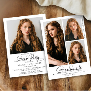 Modern eindexamenfeest 3 foto collage script  kaart