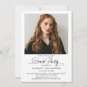 Modern eindexamenfeest 3 foto collage script kaart (Achterkant)