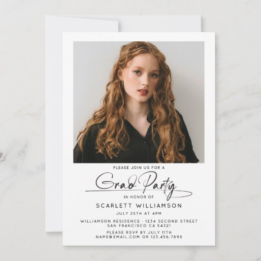 Modern eindexamenfeest 3 foto collage script  kaart (Achterkant)