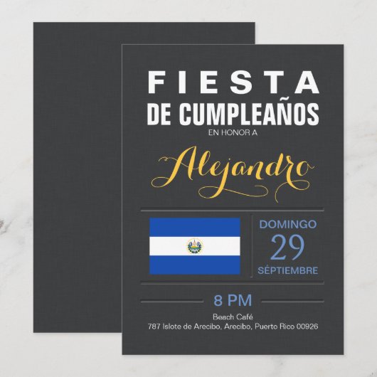 Modern: El Salvador-feest Kaart (Voorkant / Achterkant)