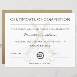 Modern Electric Guitar Chic Completion Certificate