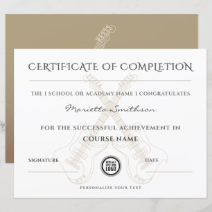 Modern Electric Guitar Chic Completion Certificate