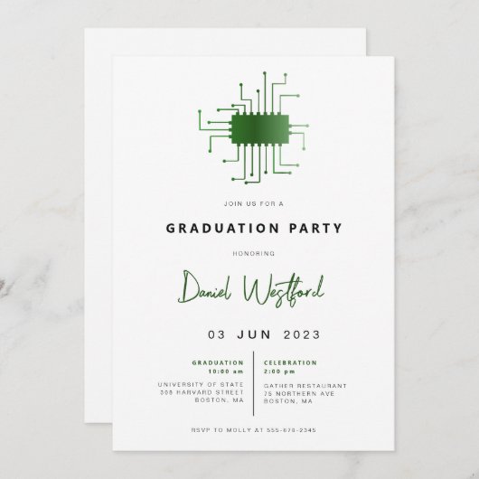 Modern Electrical Engineer Gradution Party nodigt  Kaart (Voorkant / Achterkant)