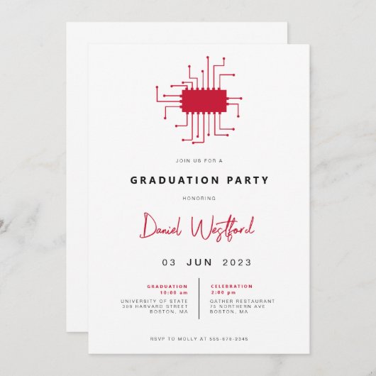 Modern Electrical Engineer Gradution Party nodigt  Kaart (Voorkant / Achterkant)