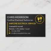 Modern Electrician Branding Black Yellow Metallic Visitekaartje (Voorkant)