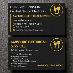 Modern Electrician Branding Zwart Geel Visitekaartje