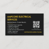 Modern Electrician Contractor QR Code Black Yellow Visitekaartje (Achterkant)