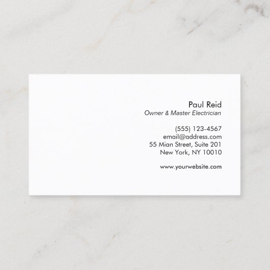 Modern Electrician Logo Black Visitekaartje (Achterkant)