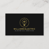 Modern Electrician Logo Monogram Black Visitekaartje (Voorkant)