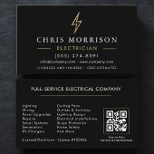 Modern Electrician QR Code Black Gold Minimal Visitekaartje