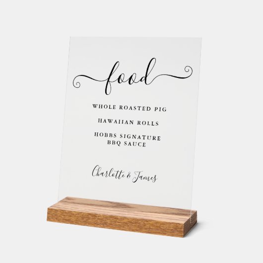 Modern Elegaant Handtekening Script Eetmenu Acryl Bord (Hoek)