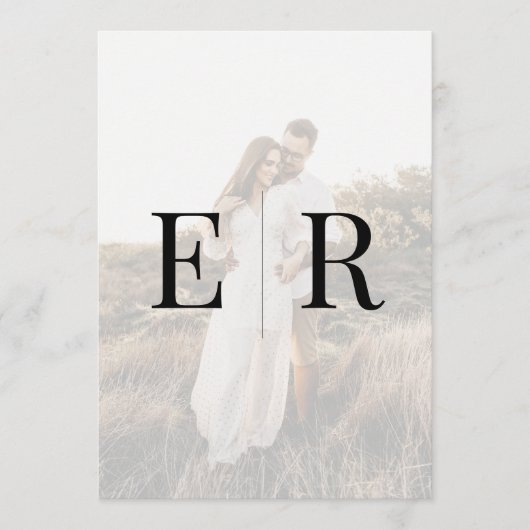 Modern Elegaant Monogram Foto Huwelijksprogramma Programmakaart (Voorkant)