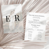 Modern Elegaant Monogram Foto Huwelijksprogramma Programmakaart