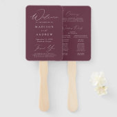 Modern Elegaant Paars Huwelijksprogramma Handwaaier (Voorkant en achterkant)