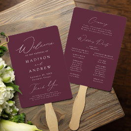 Modern Elegaant Paars Huwelijksprogramma Handwaaier