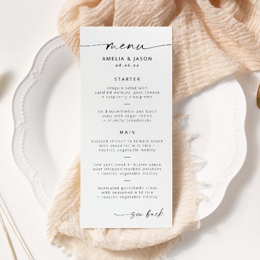 Modern Elegaant Script Bruiloftsmenu Reclamekaart